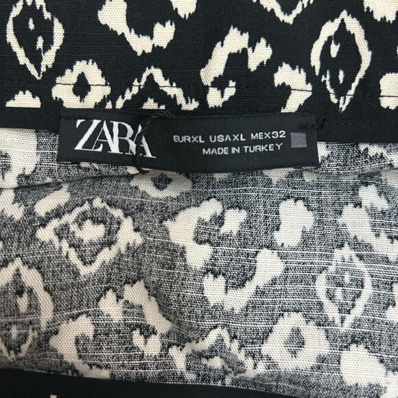 Zara Fringe Faux Wrap Mini Skirt in Black and White Pattern NWT - Picture 4 of 6